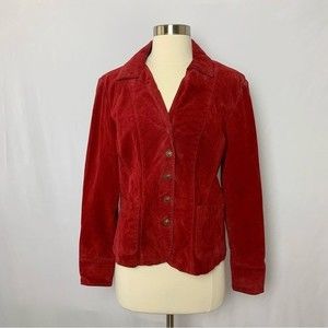 Live a Little US Size S Spread Collar Fully Lined 5-Button Red Leather Jacket